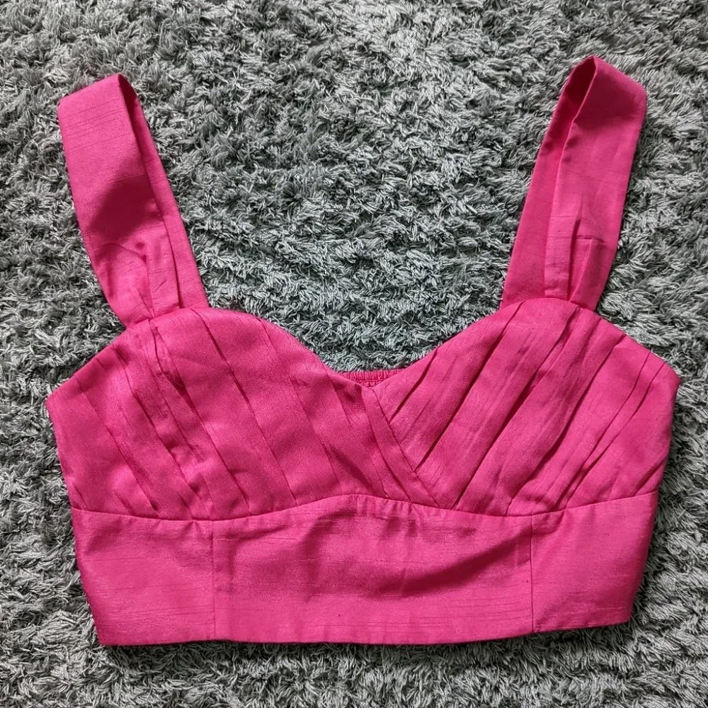 Aritzia Wilfred Rhapsody Blouse Crop Top Size 8 in Electron Fuchsia - Picture 2 of 11